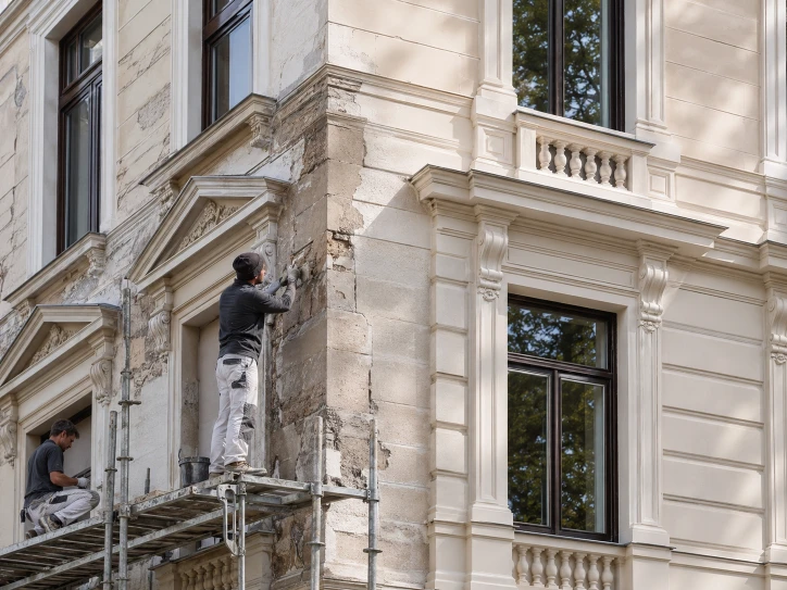 Rénovation de façade avec conservation des éléments en bon état