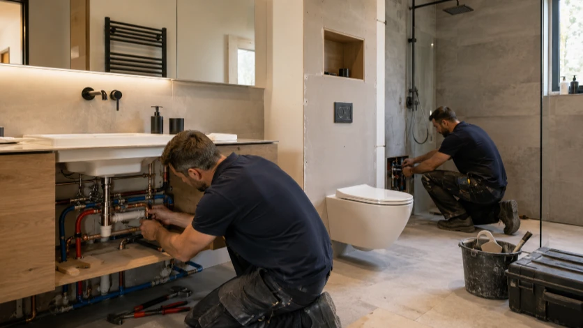 Travaux de plomberie et sanitaires dans un logement par Da Vinci Build