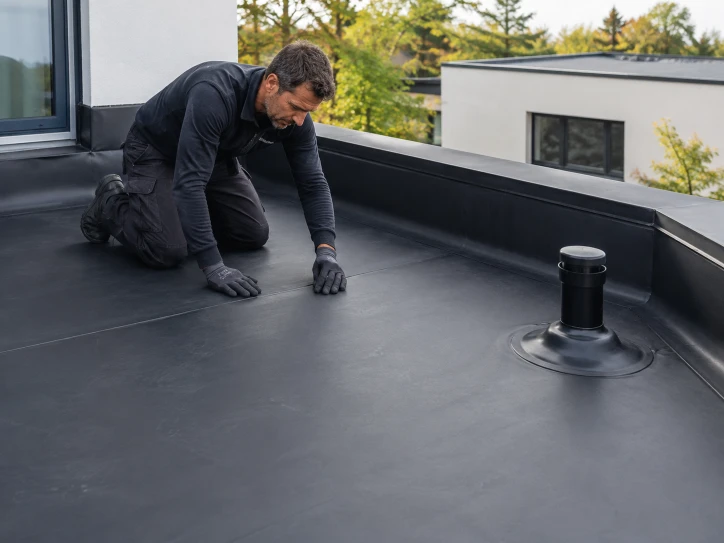 Membrane EPDM continue avec détails et raccords traités